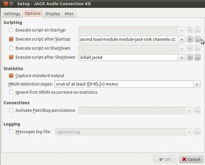 qjackctl setup Options