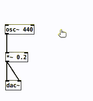 Connecting osc~ and *~ with auto patching