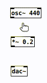 Connecting osc~ *~ and dac~ gif