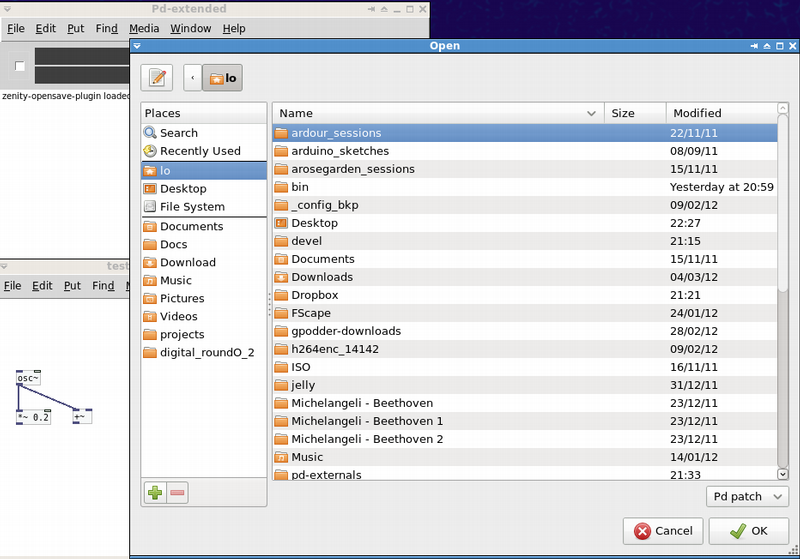 Zenity Gtk open/save